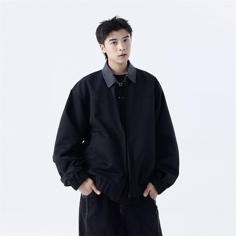 现货春秋工装外套男2026新款美式红色哈灵顿翻领夹克休闲上衣,男装夹克,电商C307