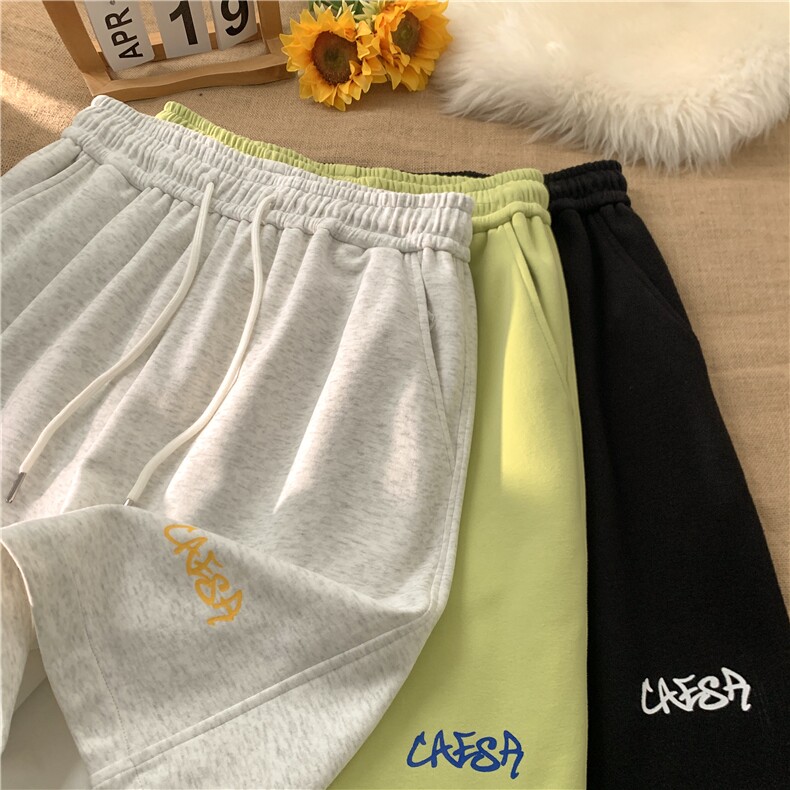 夏季新款字母印花多巴胺短裤平铺大码 M~4XL XZ604-DK806-P35控48图片