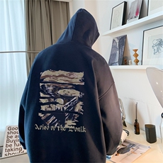 抖音品质23/秋季320G华棉男士连帽大码印花卫衣WYH3248-P45控68，男装卫衣，电商B370