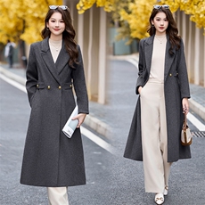 高级感收腰西装领毛呢大衣女2025秋冬新款气质百搭中长款毛呢外套，女装毛呢外套，时尚俏佳人