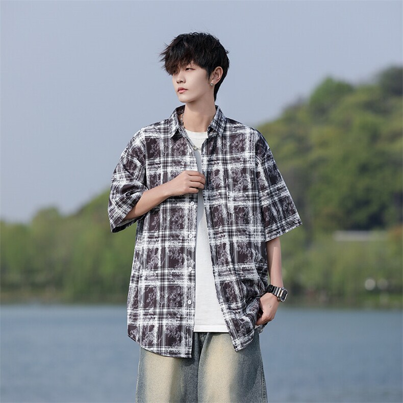 C03-P30M-7XL夏季新款大码潮牌印花短袖衬衫衬衣，男装衬衫，星座109-1