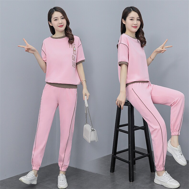 休闲运动女2025夏装纯棉韩版显瘦时尚印花跑步卫衣气质,女装运动套装,凯瑟曼