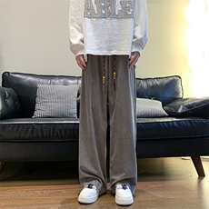 8XL-M特大码秋季新款垂感休闲裤男宽松直筒裤男裤拖地裤K940P40，男装休闲裤，电商D206-1