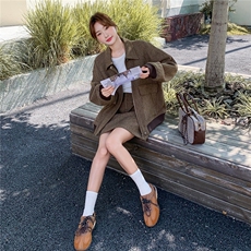 美拉德复古氛围感人字纹毛呢套装2C212-G187-P215-K318，女装套装/套裙，2C212