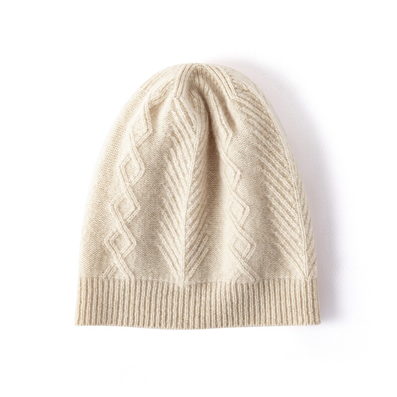 2025年春季新款百搭女士提花双股加厚保暖帽，帽子，窄众羊绒