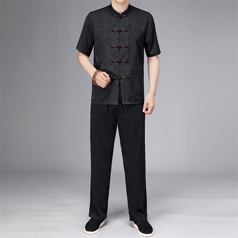 夏季唐装男士休闲短袖套装风爸爸装爷爷装汉服SFC-9876-P98,男装民族服装,星座1105-3