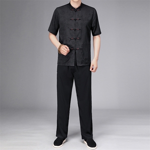 夏季唐装男士休闲短袖套装风爸爸装爷爷装汉服SFC-9876-P98图片