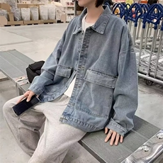 日系ins潮牌工装牛仔夹克男春秋季宽松上衣韩版百搭外套W92/P52，男装夹克，星座506