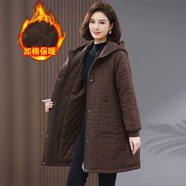 时尚加厚保暖棉衣女中长款修身显瘦外套冬季新款韩版百搭棉服，女装棉衣/棉服，韩派