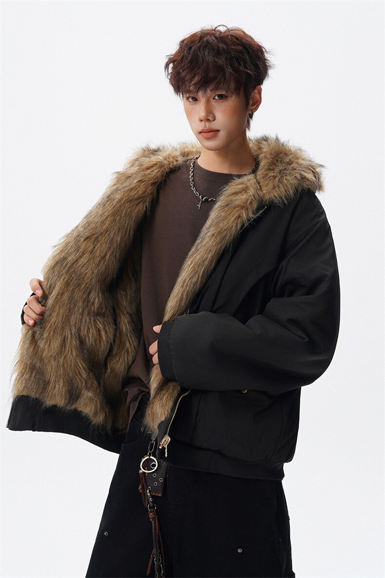 8XL-M复古双面加厚毛绒皮草短款工装派克服外套MY1707P158控188,男装工装外套,电商D206-1