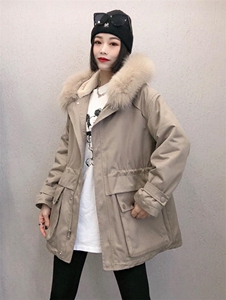 DG833欧货真狐狸毛领内胆仿獭兔毛时尚保暖派克服图片