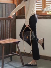 欧货高品质中高腰弹力微喇九分裤百搭通勤西裤，女装休闲裤，东正羊绒