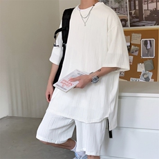 TZ65859/P65高品质波浪冰丝垂感T恤短裤套装男宽松大码两件套控98，男装T恤，电商A141