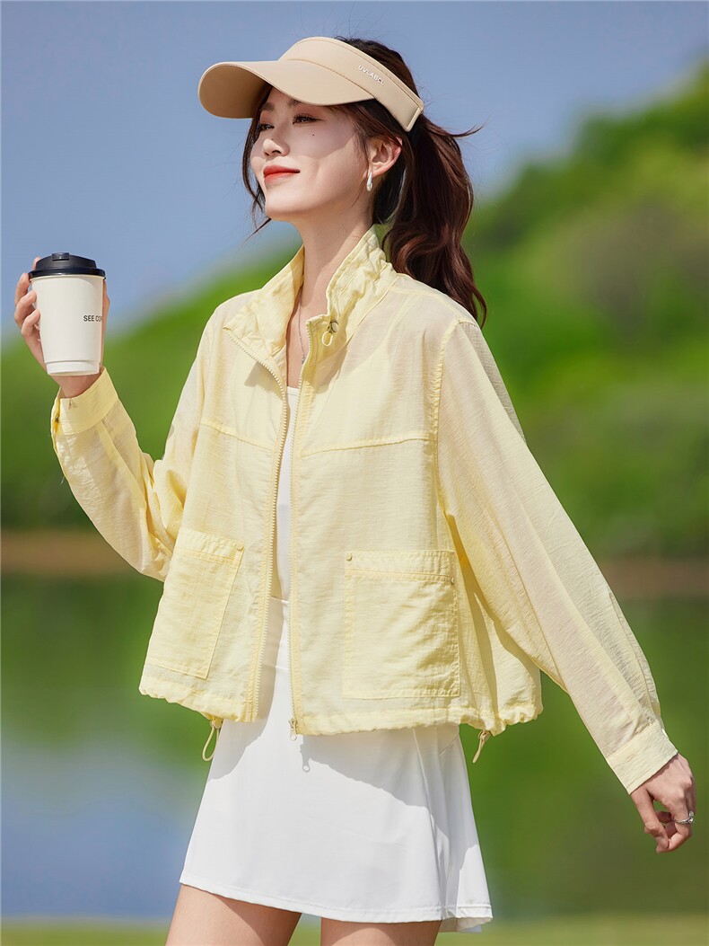 现货2026夏季新款轻薄透气时尚宽松休闲莱赛尔常规夏季女士短外套,女装防晒衣,靓衣阁