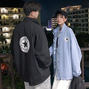 709-JK83-P100 2021春秋款 港风双面穿腰果花翻领夹克潮流嘻哈上衣图片
