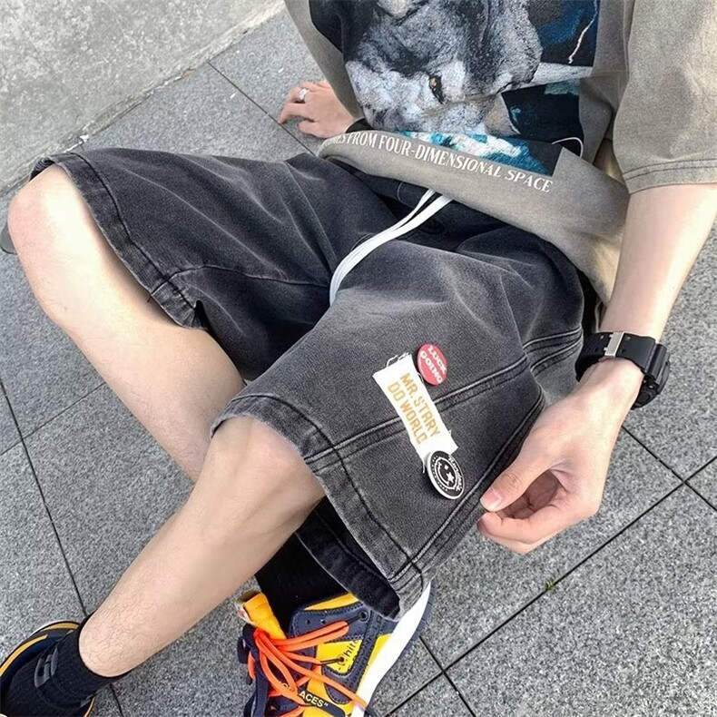 青春流行潮流文艺五分裤简约夏季新款男气质潮牛仔裤XD3115图片