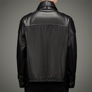 DLSN-G22077新款羽绒皮衣男头层牛皮夹克立领商务男装P1250图片