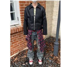 新款肌理PU皮短宽黑色皮衣男春秋夹克外套安可拉红内里，男装夹克，星座506A