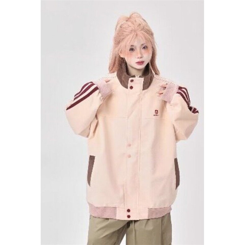 W9358-P70网图现货新款复古字母刺绣拼接立领夹克宽松棒球服外套,男装夹克,星座1608-2