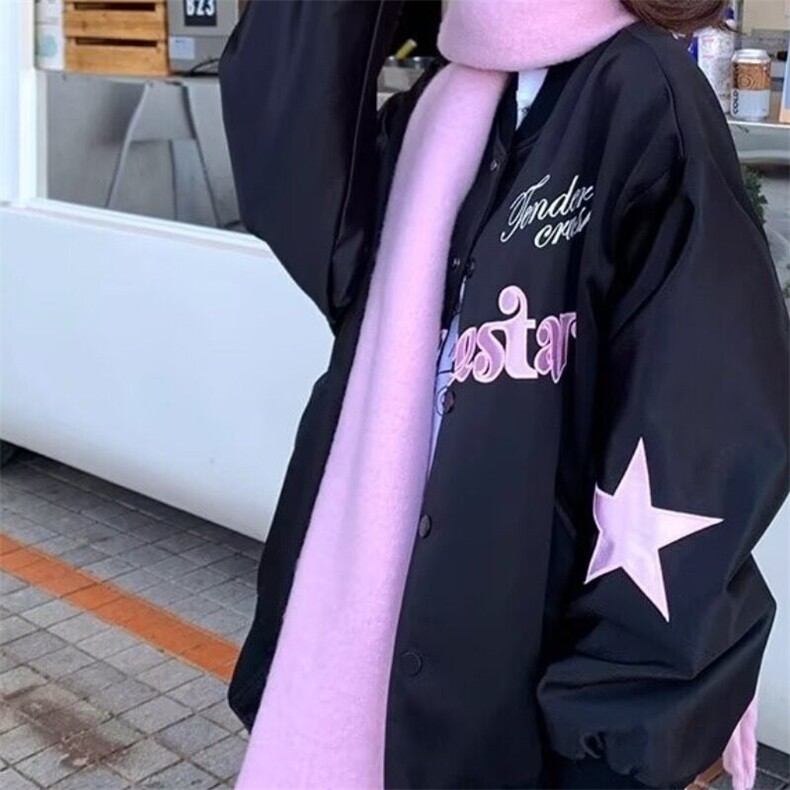 美式蝴蝶刺绣棒球服外套女春秋季甜酷韩系穿搭夹克撞色上衣潮,女装短外套,星座506A