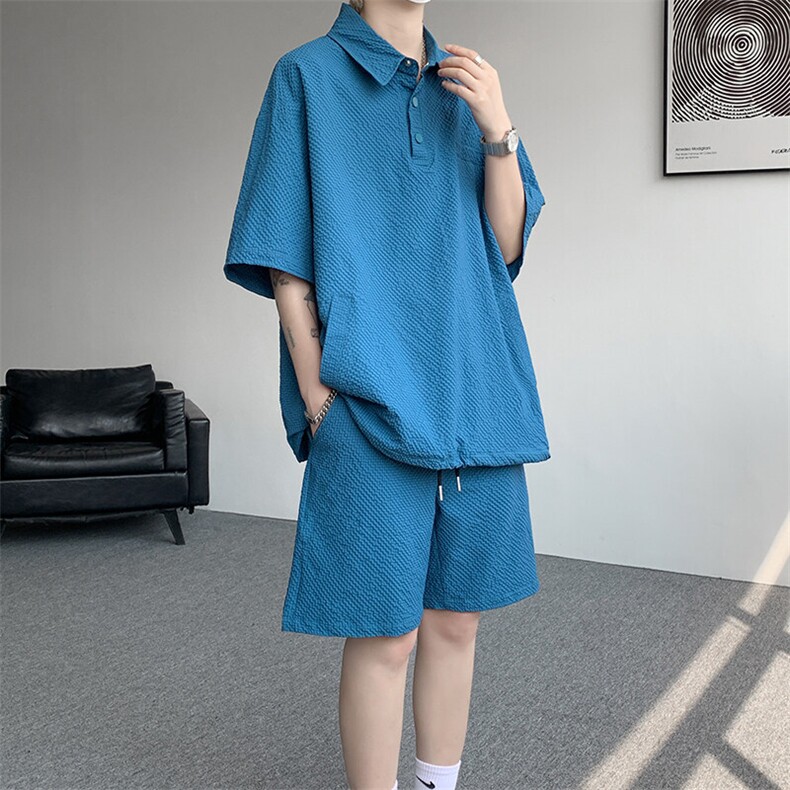 8XL-M日系工装短袖衬衫男夏季POLO衫t恤休闲运动套装TZ38004特P55,男装Polo衫,电商B312