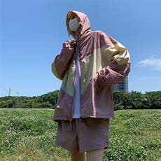 套装防晒衣男韩版潮流拼色帅2026夏季薄款ins口袋五分裤W4875-P56，男装防晒衣，星座412