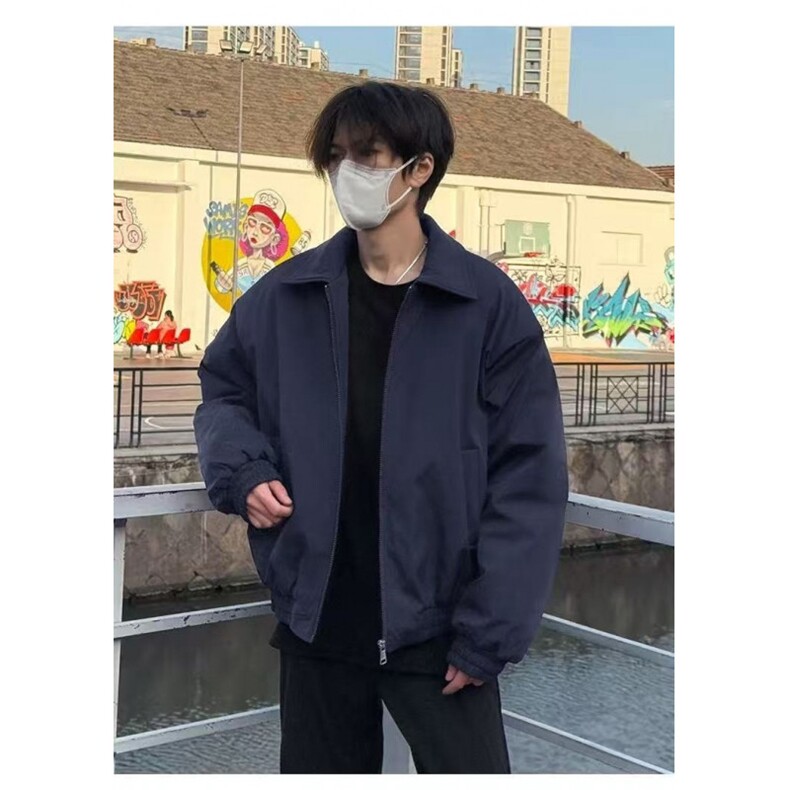 美式飞行员夹克棉服男冬季加厚保暖翻领棉衣外套黑色廓形短款棉袄,男装夹克,星座506A