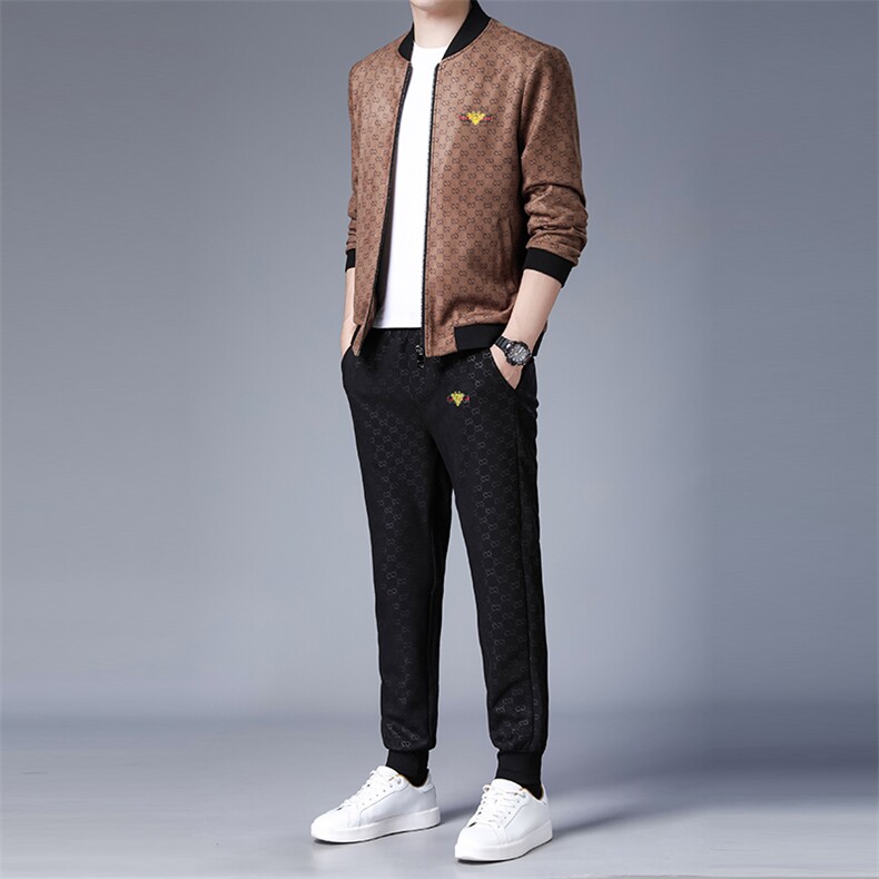 DZ1916钱塘2020-3时尚休闲简约立领中年男士秋季新款套装P210,男装休闲套装,钱塘207-3