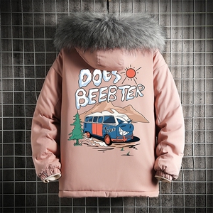 MM48269-P130 冬季大毛领衣男士大码加厚袄男服 网格图片