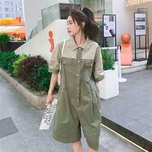 拼接撞色连体裤女夏季新款休闲显瘦工装阔腿连衣裤82337P115-K168图片