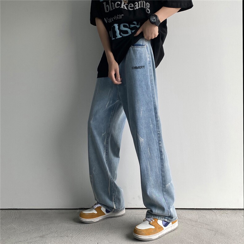 2024春季75棉港风男美式宽松直筒牛仔裤休闲裤K1261P55，男装牛仔裤，星座225-5