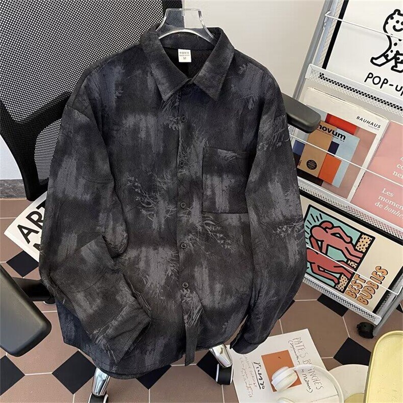 衬衫男春秋季港风复古灯芯绒外套高级感潮牌休闲上衣服6064P45,男装衬衫,星座410-2