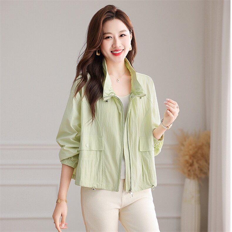 促销2025春季新款时髦洋气休闲气质宽松显瘦百搭抽绳领口短外套,女装短外套,芙芮