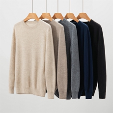 2025年秋季圆领长袖青春流行时尚百搭通勤休闲，男装羊绒套衫，朝思纯山羊绒