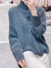 2024秋冬新款羊毛女士两侧抽条高领羊毛衫，女装羊毛衫，胜酷羊绒