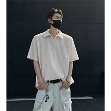 夏装25老钱风大码宽松麦穗翻领POLO衫男装夏季短袖T恤S405-特P35，男装T恤，电商A233-1