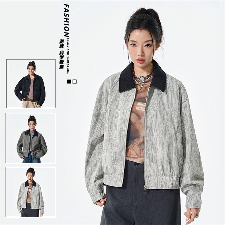 复古工装夹克男2025秋季新款宽松翻领外套夹克上衣JS5622-P78,男装夹克,星座610（原A335）