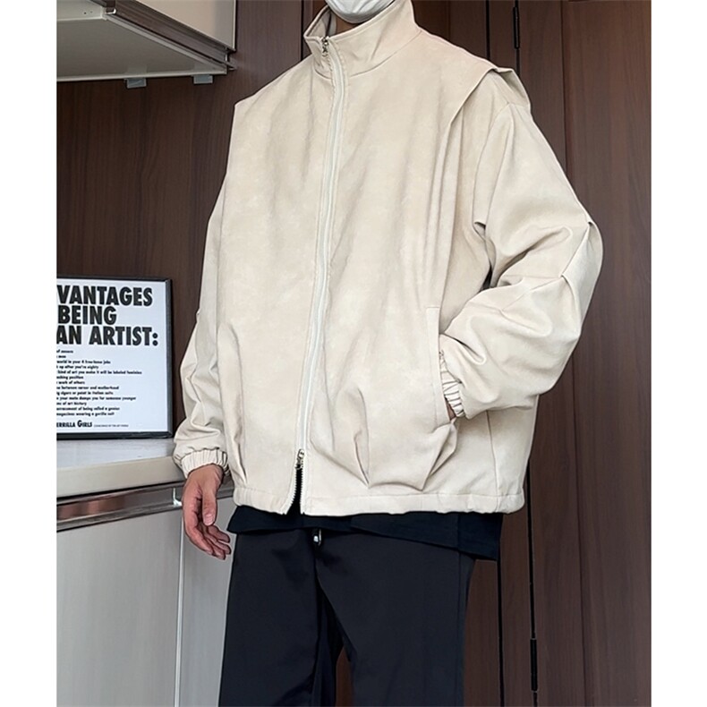 PY9099/P85新款宽松机能风磨砂皮衣皮夹克男休闲百搭痞帅上衣外套,男装夹克,电商A141