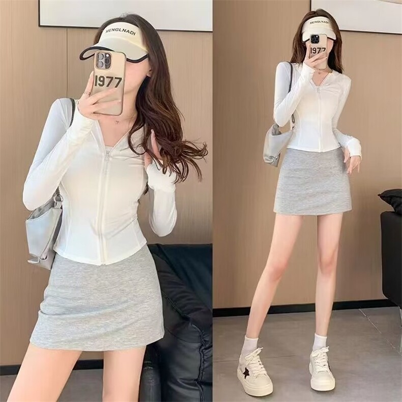 小众修身透气连帽防晒服短外套女款夏季小个子设计感显瘦百搭上衣,男装Polo衫,星座1210-1