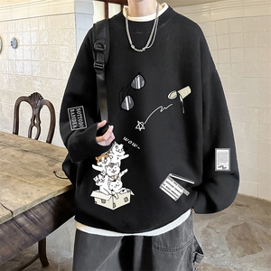 控78 假两件毛衣男大码加绒针织衫男毛线衣M80115-P55 加绒P70图片