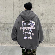 直播品质360克重磅美式印花加厚宽松连帽卫衣开衫外套KS106-特P45，男装卫衣，电商A486