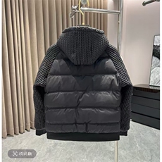 (网图)连帽刺绣棉服保暖时尚拼接轻奢黑色棉袄313B-WH01棉服-P110，男装棉衣，星座313B