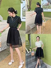 洋气款，波点套装裙，两色、三个尺码，女装职业装，依柏璐(1F)