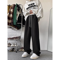 12裤子加绒加厚宽松直筒运动裤ins潮牌休闲裤XZ211-1-K2359-P60，女装休闲裤，星座211-1