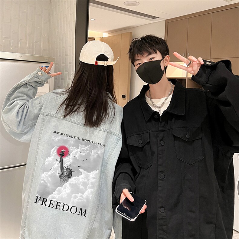 牛仔夹克男大码牛仔外套男茄克NJ77326-P60加绒款-P75,男装夹克,电商A040
