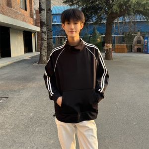 抖音得物高品质二开 25秋冬美式高街重磅结构织带高领立领卫衣W66图片