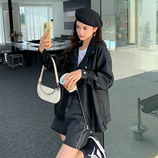 黑色小个子炸街短款PU皮衣女2025春新款韩版港风街头机车百搭上衣，女装短外套，2C037