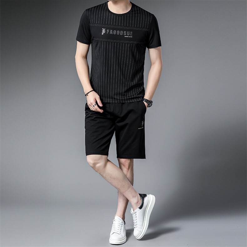 2023夏季新款polo男士冰丝休闲套装宽松百搭中年短袖短裤两件套,男装休闲套装,电商B212（原钱塘6029）