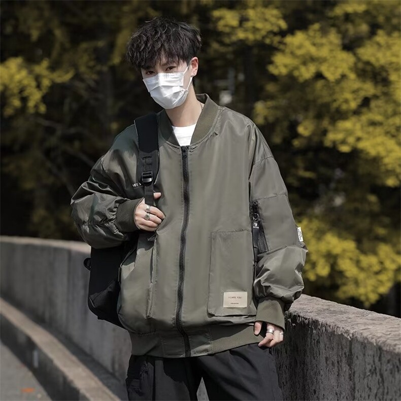 日系美式飞行员夹克男春秋季宽松工装棒球服潮牌ins百搭情侣外套,男装夹克,星座716-2