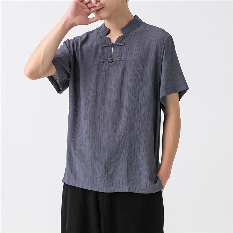 夏 大码风棉麻亚麻宽松短袖盘扣中式T恤冰丝轻薄透气 F18/P50图片